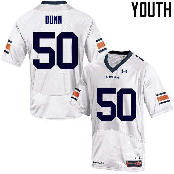 Auburn Tigers Youth Casey Dunn #50 White Under Armour Stitched College NCAA Authentic Football Jersey ZKK3674CV